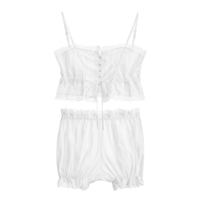 Sexy Lace Camisole Pajama Set for Women, Thin Polyester Babydoll, White One Size — detail image 18