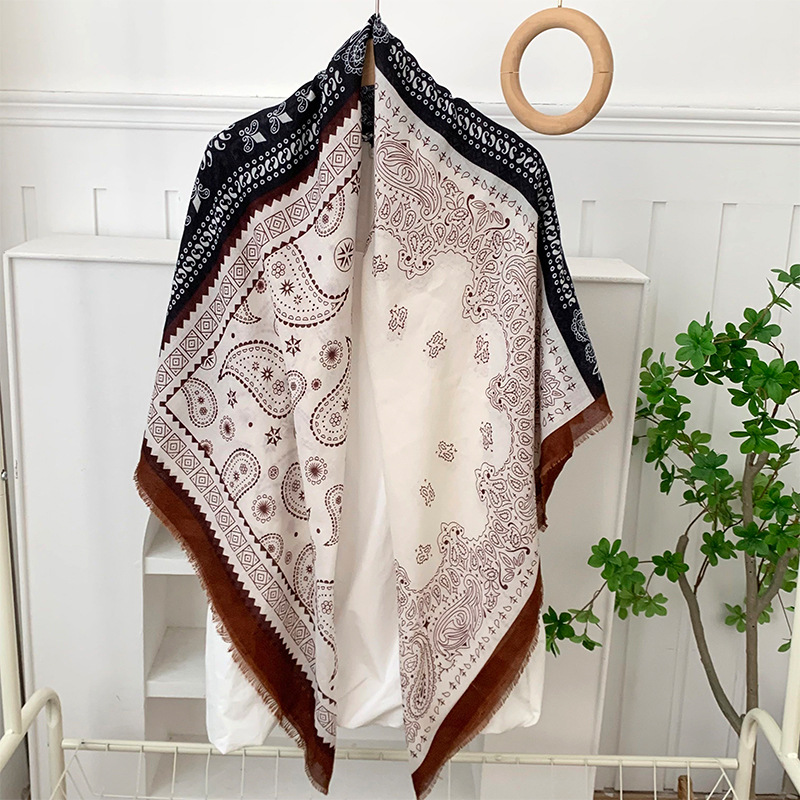 Bufanda de seda, bufanda cuadrada, sensación de alta calidad, estilo bohemio, multiusos, todo fósforo, bufanda, bufanda, pañuelo en la cabeza, chal exterior