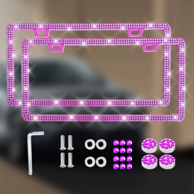 Diamond License Plate Frames: License plate holder/license plate holder - square-hole-sharp-corners-narrow-edges-double-piece-purple
