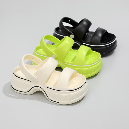 2024 thick-soled platform high-heeled clogs EVA women's summer outer wear increased casual two-strap sandals wholesale