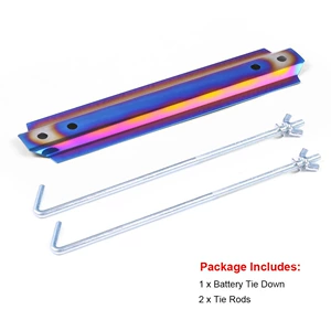 Universal car modification battery bracket, blue-coated with dazzling carbon pattern, battery fixing bracket with screw metal support
