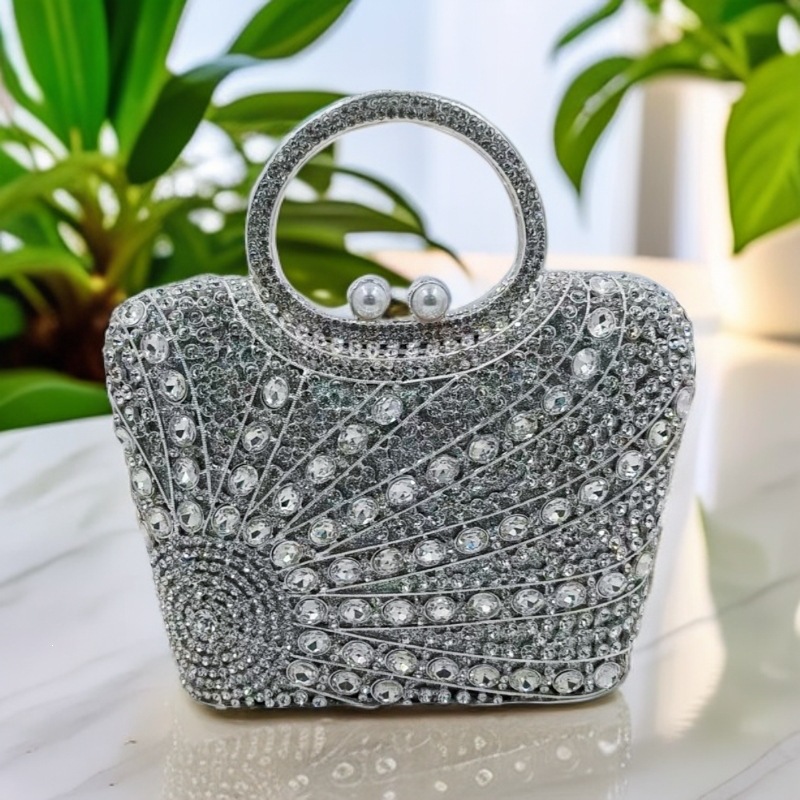 Clutch cross-border nuevo paquete de cena de diamantes, bolso de hombro vertical, bolso de mano de mujer, bolso de diamante completo de banquete europeo y americano