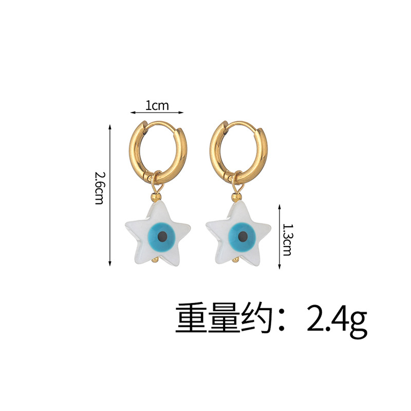 fashion five-pointed star crative eye simple earrings titanium steel earrings