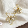 Crystal, fashionable earrings, European style, flowered, 2024 years, internet celebrity