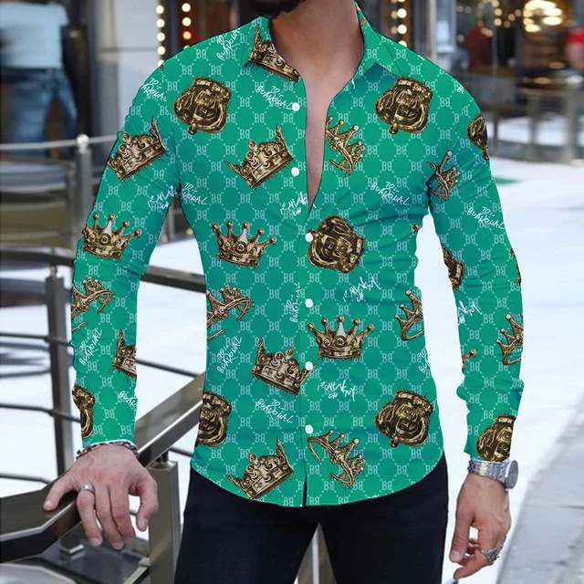 Personalidad hombres 2024 otoño suelto guapo camisa de manga larga con botones top marca de moda MB12