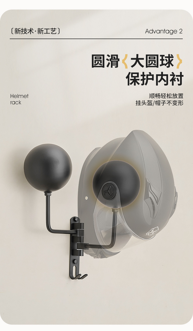 Motorcycle Helmet Wall-Mounted Holder for Home Use, Suitable for Various Types of Helmets, Motorcycle Helmet Stand, Display Rack, Hat Storage Rack
