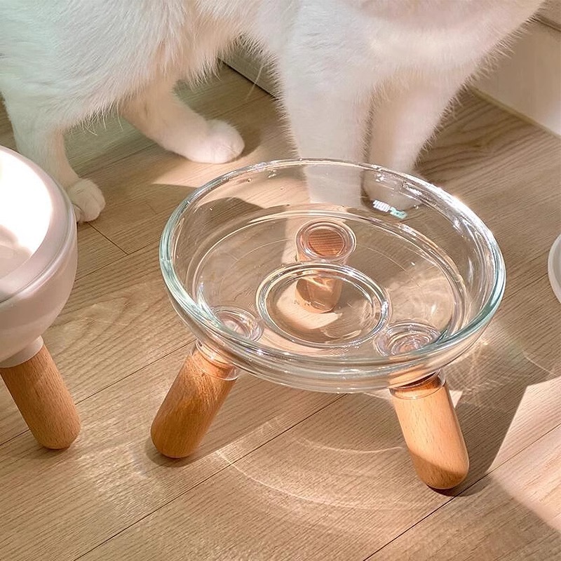 Inherent の猫ボウルと犬ボウルは転倒しにくく、頚椎を保護する高架三角形サポートボウルプラスチック猫ボウル|undefined