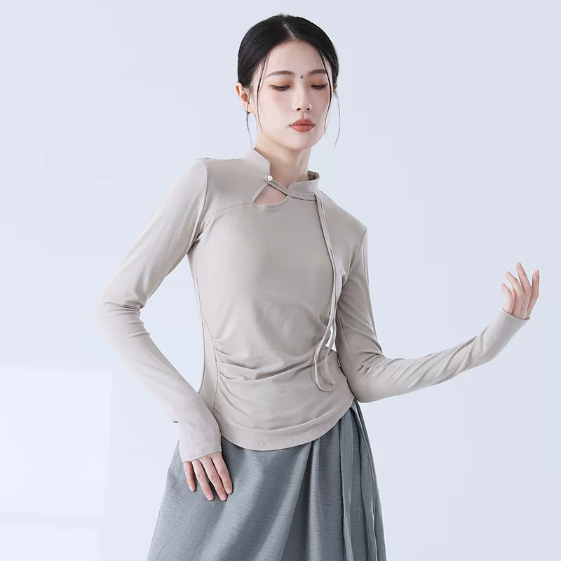 Modern base body-friendly retro cheongsam, sports clothing, long-sleeve, Chinese style