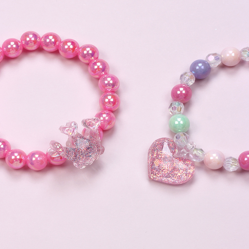 Süß Herzform Schmetterling Kunststoff Perlen Mädchen Armbänder display picture 8