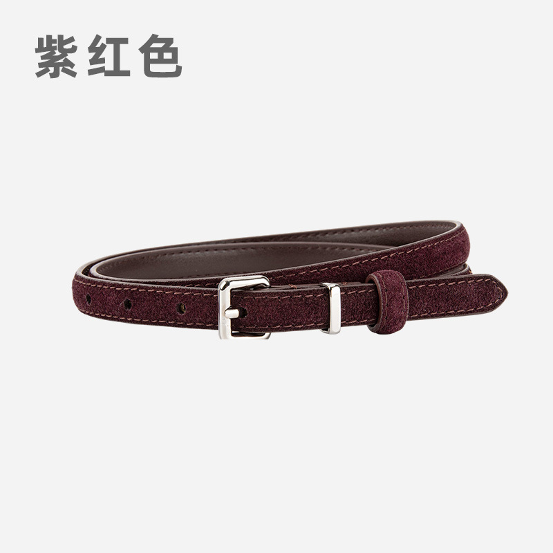 日系小裤带女士磨砂反绒真皮腰带装饰牛仔裤配饰时尚百搭细皮带女|undefined