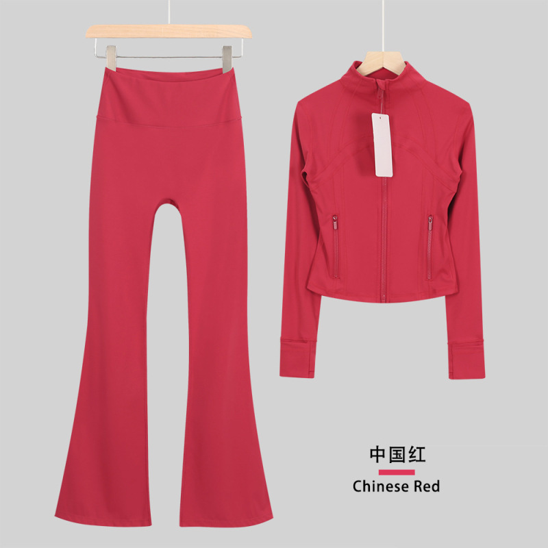 LULULACIE喇叭短款立领夹克运动套装DF外套上衣长袖女健身瑜伽服|undefined