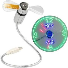 跨境热销 USB时间温度风扇led闪字功能风扇USB真时钟风扇创意礼品