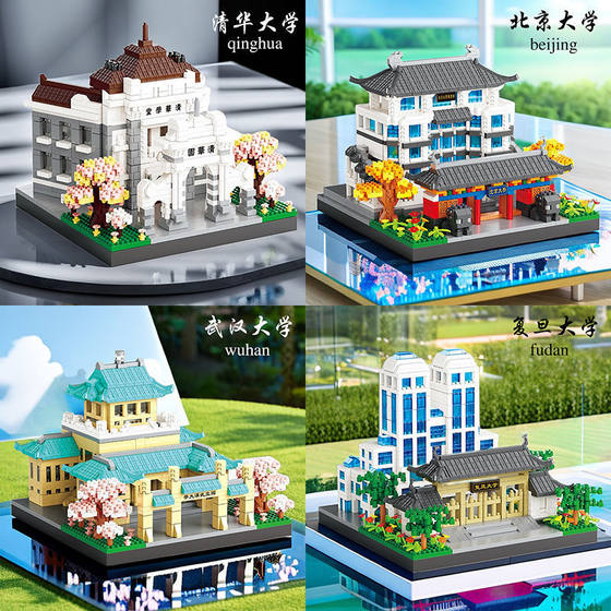 Building blocks of famous Chinese universities Beijing Tsinghua University student souvenir building model decoration hand-assembled educational toys