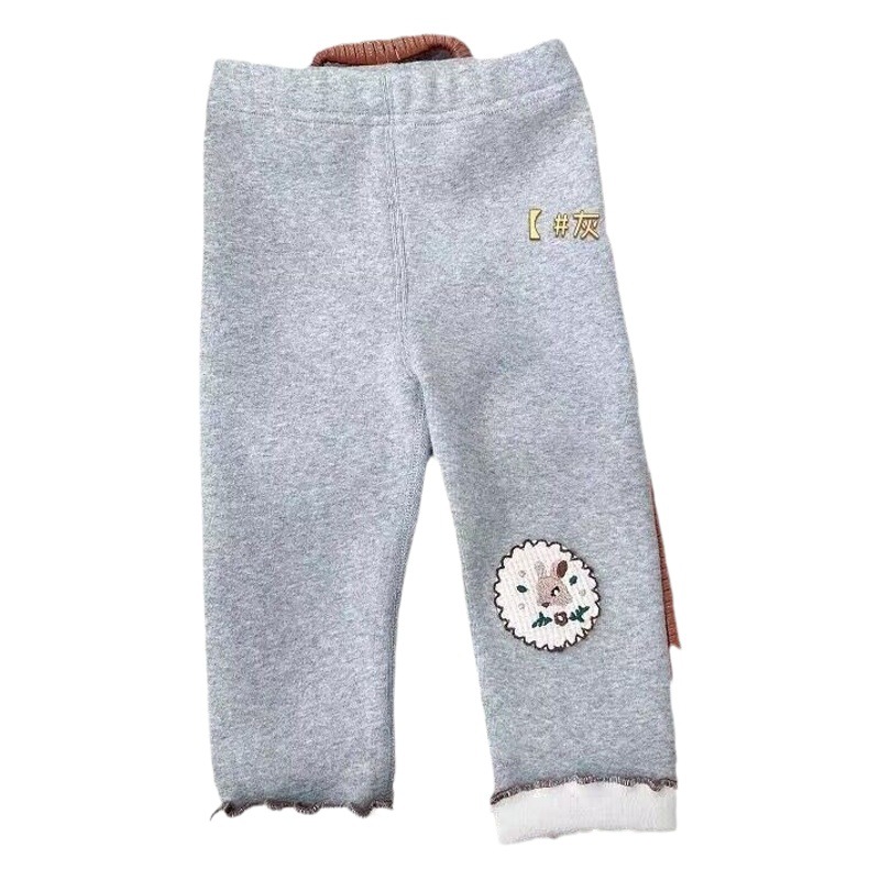 Polainas forradas de lana para niñas Otoño e Invierno Nuevo bebé prendas de vestir exteriores de estilo occidental niña todo-fósforo cálido pantalones de terciopelo de una pieza