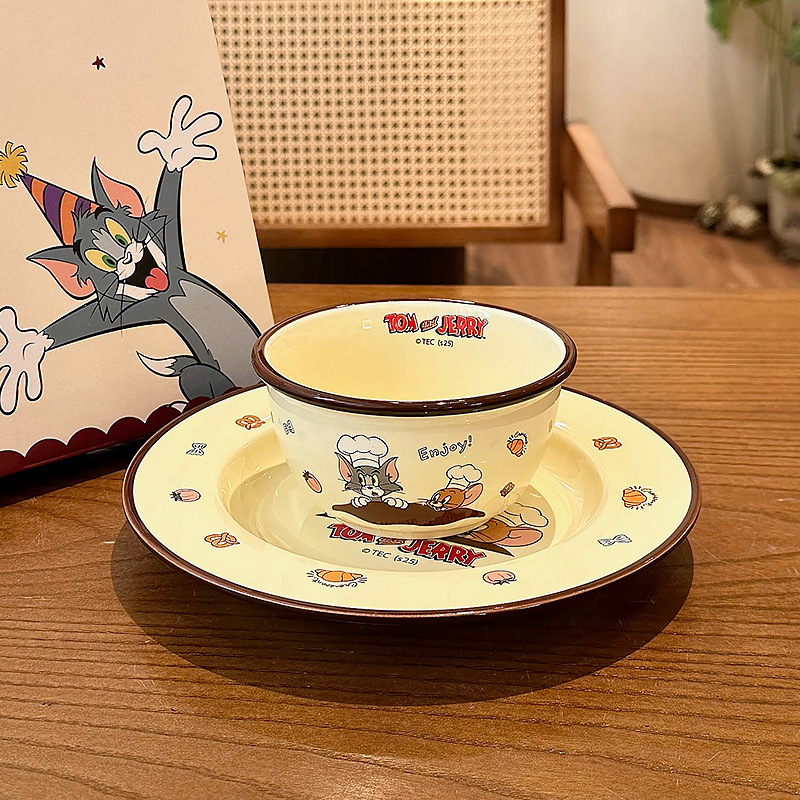Gatos y ratones de dibujos animados cubiertos de cerámica platos de platos caseros adorables platos de comida 2025 nuevos regalos de cumpleaños de platos de fruta