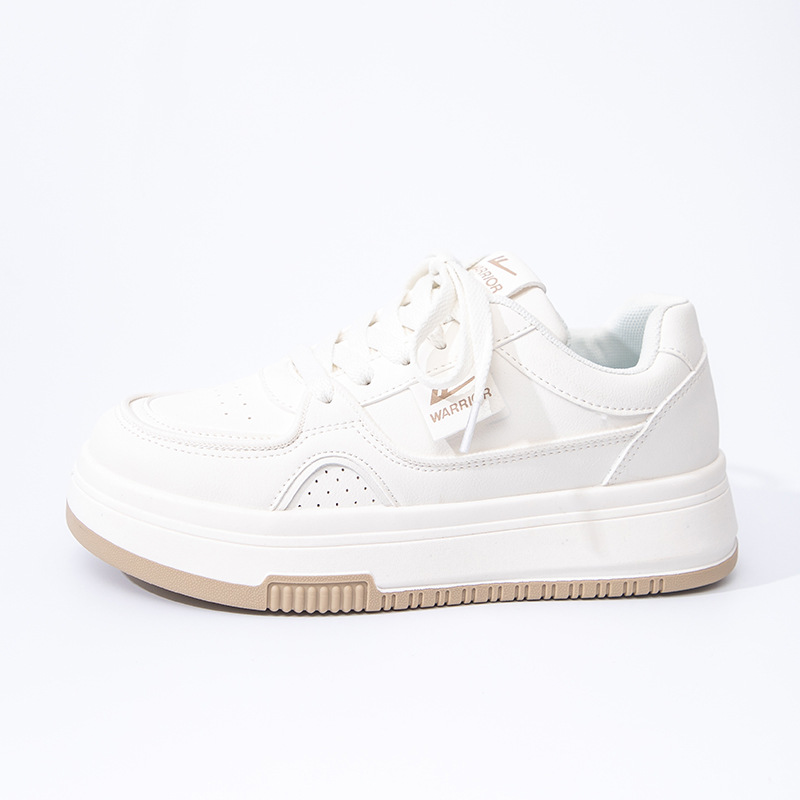 Resistente café marrón minimalista zapatos blancos de suela gruesa cabeza redonda zapatos de skate cómodos lazos transpirables zapatos escolares de alto bajo nivel