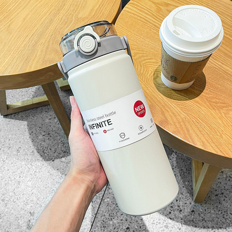 Nueva gran capacidad 304 taza de aislamiento térmico práctica taza de aislamiento de agua fría doble uso al aire libre regalo portátil de un botón para abrir la tapa