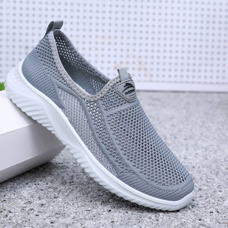 Старая пекинская тканевая обувь, мужская обувь с сеткой, летняя обувь с дышащей сеткой, обувь для папы среднего и пожилого возраста, нескользящая мужская повседневная обувь на мягкой подошве