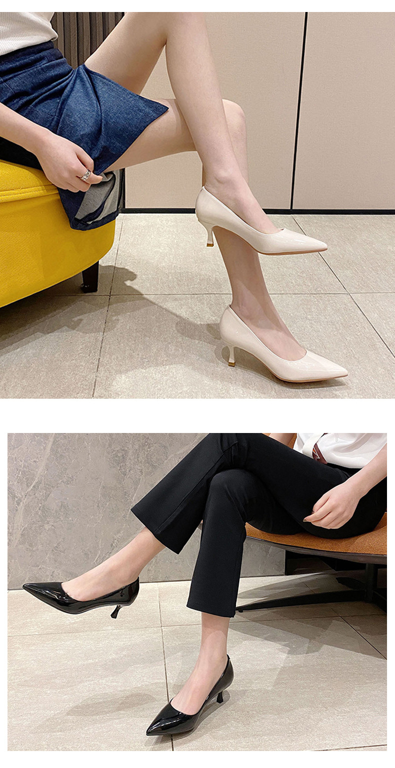 Giày cao gót nữ mũi nhọn gót 9 cm đi làm công sở — 988-3 đen 9cm chi tiết 8