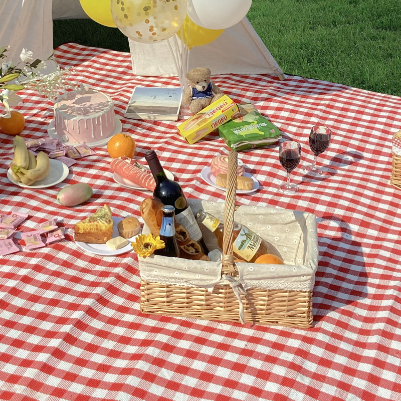 Cesta tejida hecha a mano japonesa cesta de picnic al aire libre almacenamiento fruta merienda pan cesta ratán cesta de mano cesta de verduras