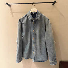 正确版原标现货L家25S翻领长袖激光烧花牛仔衬衫夹克外套男女同款