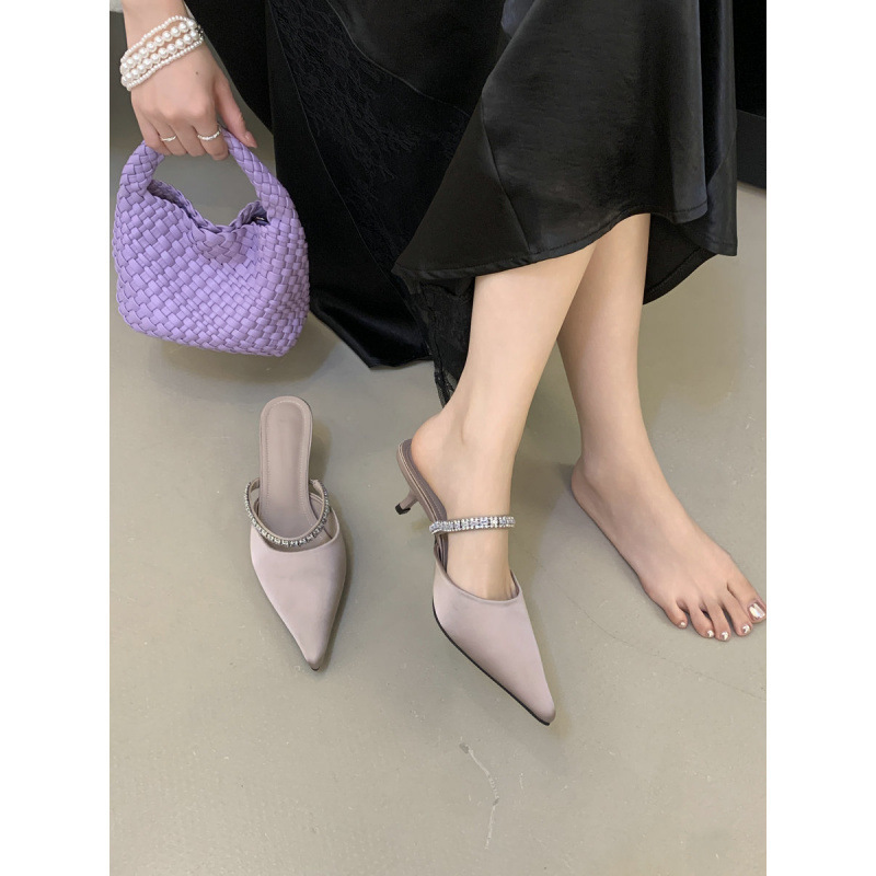 2026 New Style Pointed Toe Stiletto Mules for Women, High-End Leopard Print Half-Slippers for Outdoor Wear, Closed-Toe Sandals for Women