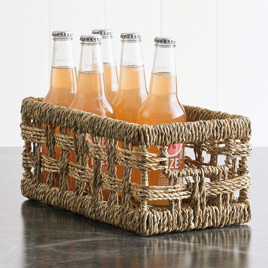 Cesta de almacenamiento de paja hueca nórdica, bocadillos, bebidas, canasta de artículos diversos, caja de almacenamiento tejida a mano simple japonesa