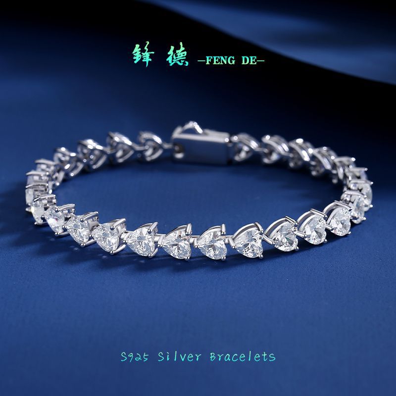 S925 sterling silver love tennis bracelet female moissanite cross-border hip hop light luxury single row four claw zircon hand jewelry