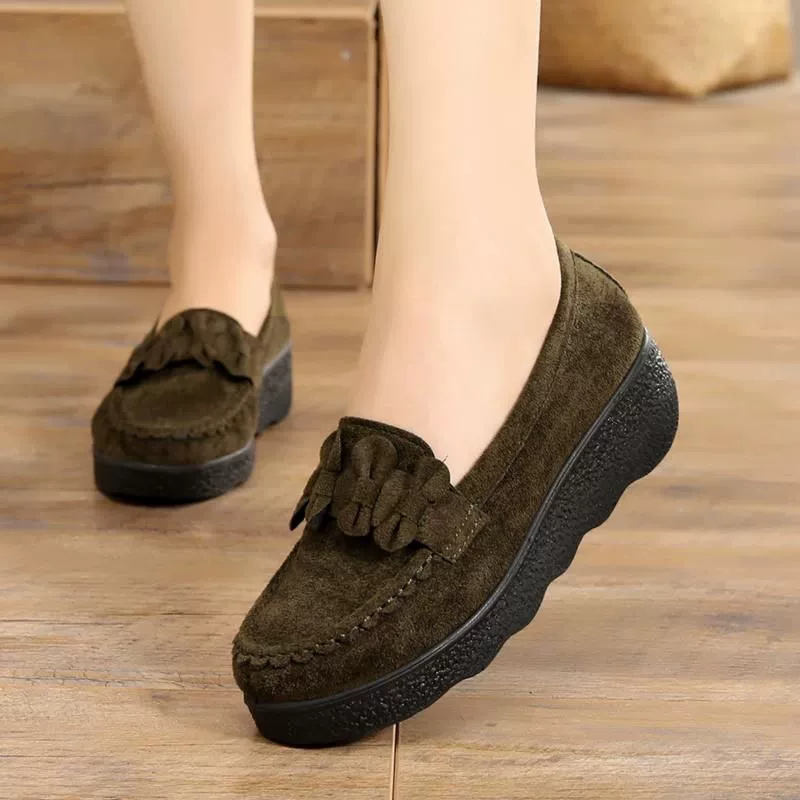 Туфли из старой Пекинской ткани на платформе с толстой подошвой, женская обувь, нескользящая обувь на танкетке, среднем каблуке, черная рабочая обувь для отелей, женские одиночные туфли