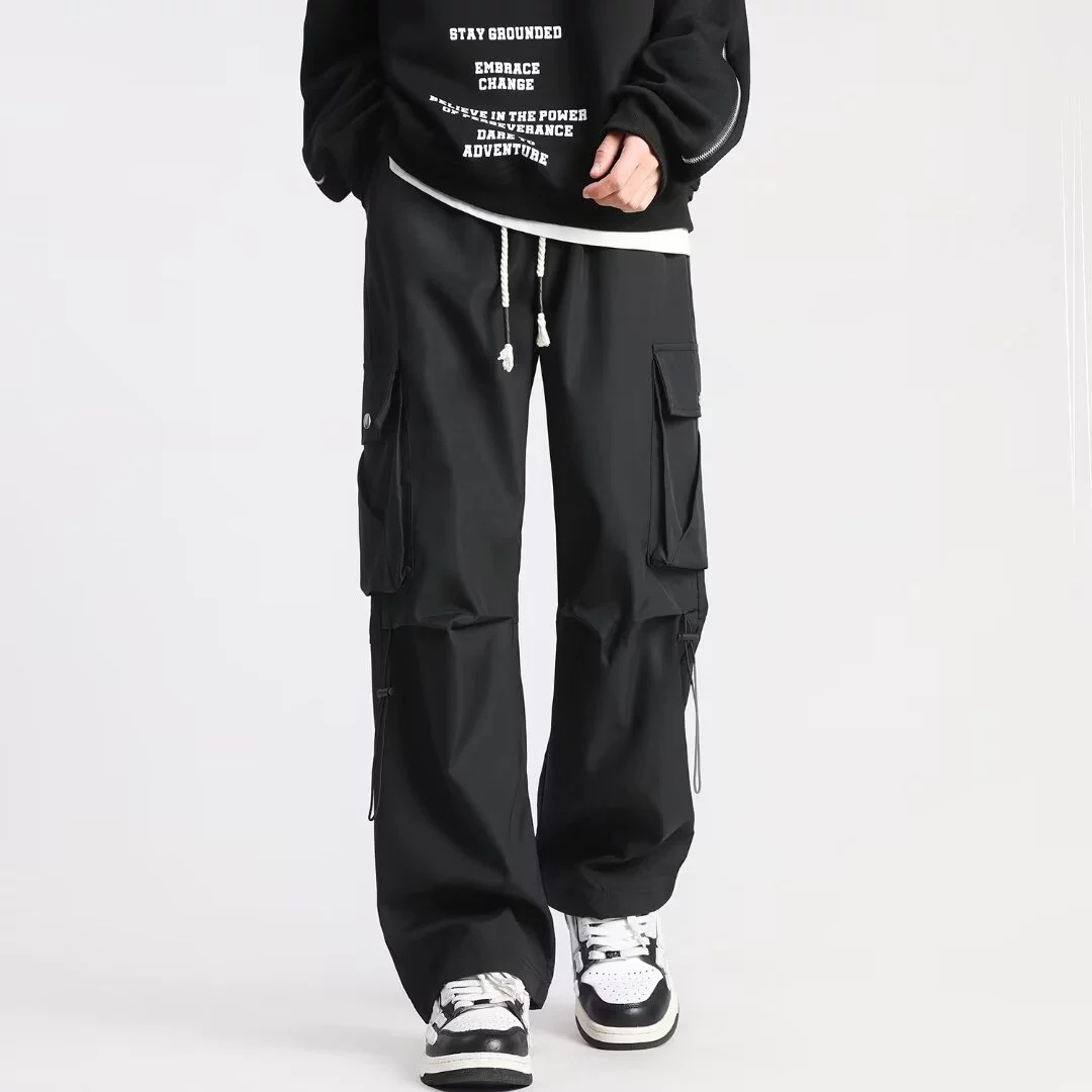 Американские функции Штурмовые штаны Мужские осенние новые приливные бренды свободные широкие ноги, комбинезоны высокие улицы прямые повседневные брюки