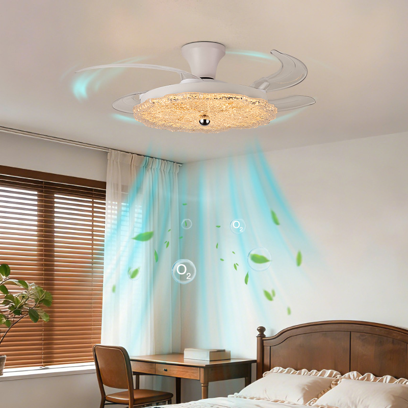 Ventilador de dormitorio de estilo antiguo silencioso ventilador de frecuencia variable en una lámpara de ventilador de color nuez de comedor 461L