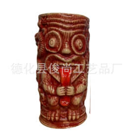 Tiki马克杯酒吧哥特式僵尸高脚陶器陶瓷啤酒杯玛雅神夏威夷鸡尾酒