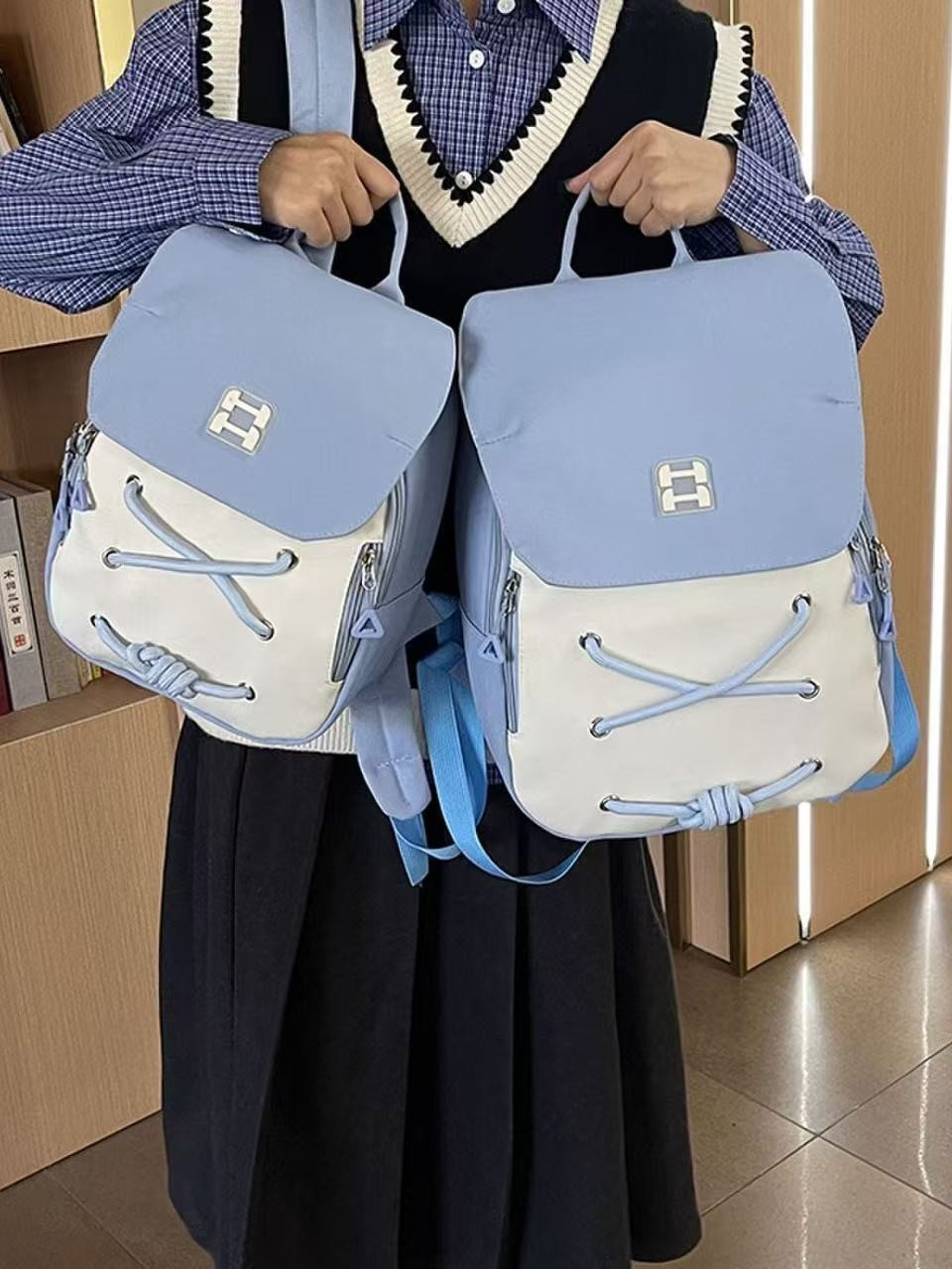 Ins 스타일 귀여운 소녀 배낭 작은 배낭 경량 통근 가방 대학생 여행 일본 작은 학교 가방 여성