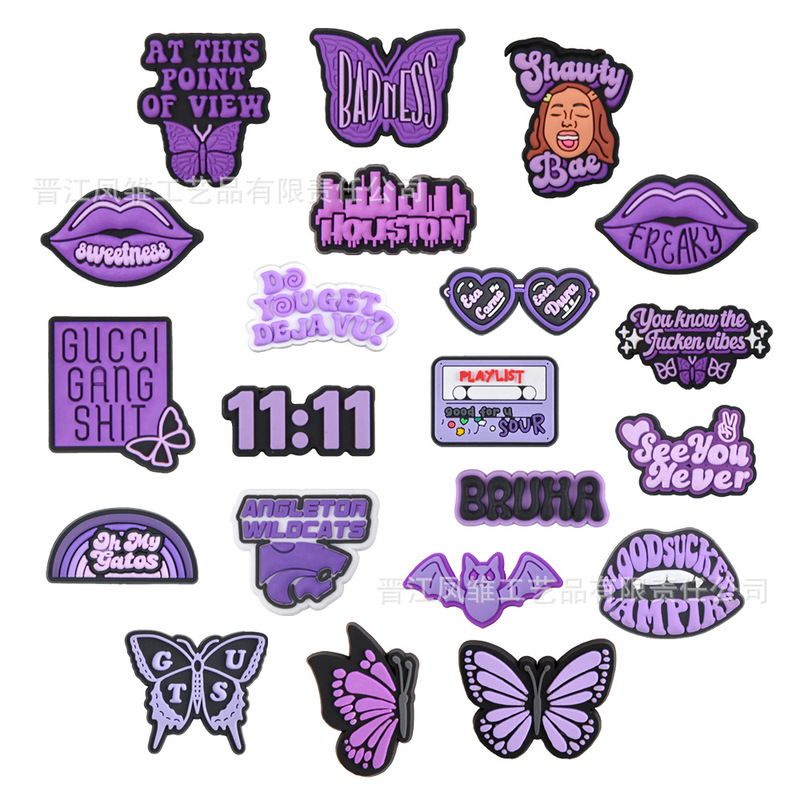 Hole Shoes Accessories Shoes Flower Purple Cartoon Creative Shoes Decorative DIY Shoes Flower Shoe Buckle PVC Soft Rubber Shoes Accessories