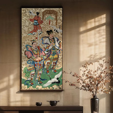 源头工厂古画入户玄关新中式人物禅意装饰画竖版复古客厅沙发高档