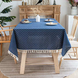 亚马逊跨境北欧美式 ins五角星星方形纯色家用布艺简约防尘餐桌布