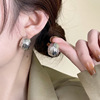 10# texture silver round ball stud earrings
