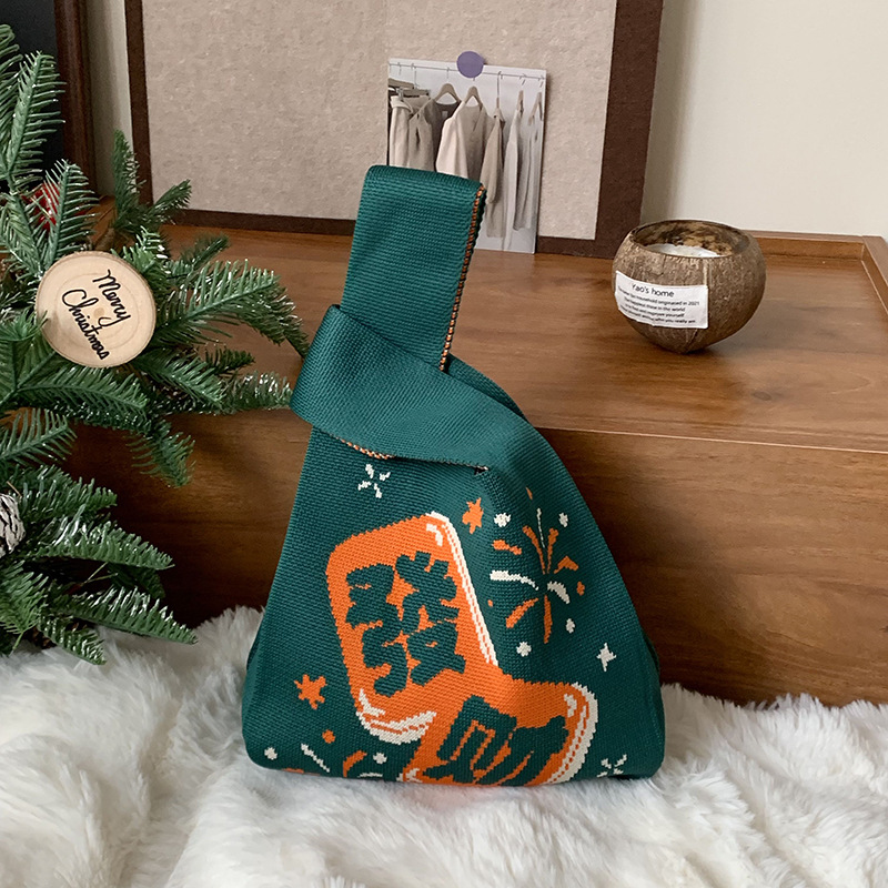 Bolsa de hombro de Año Nuevo rojo regalos festivos moda personalidad de gran capacidad bolso de punto regalo chino