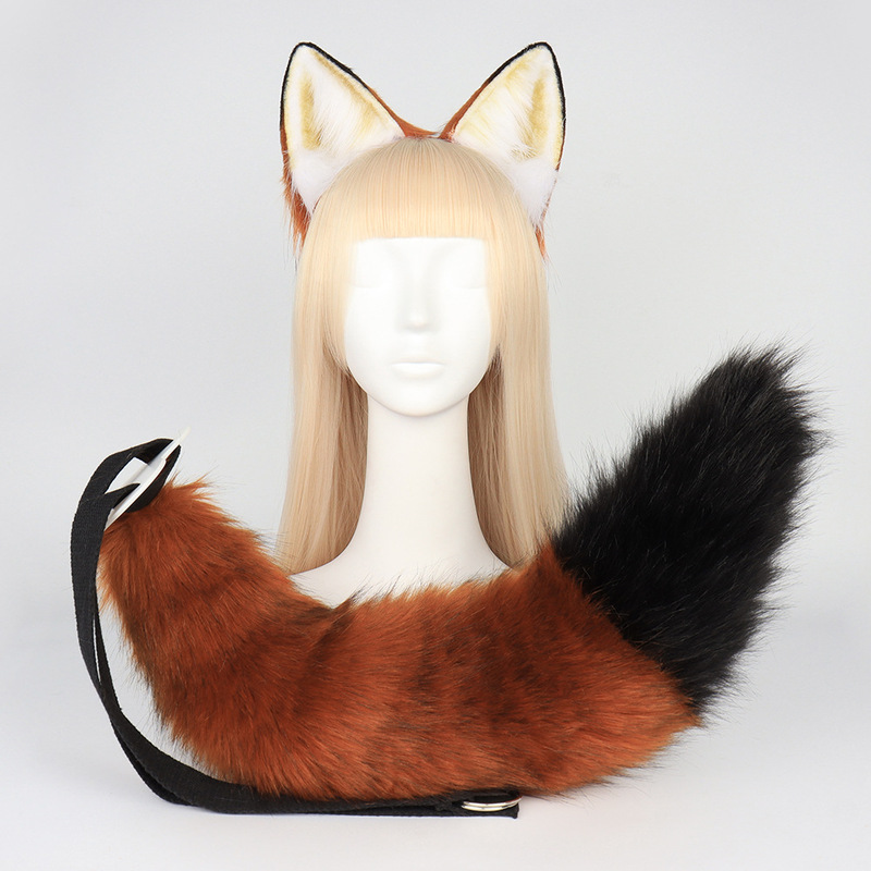 手作コスプレ獣耳獣セット道具狂った動物城ニック狐耳カチューシャ狐尾飾り|undefined