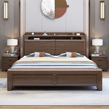 金丝檀木实木床中式现代1.8米实木双人床多功能储物1.5米高箱婚床
