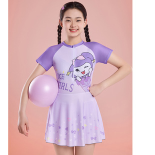 New Children's Swimsuit Girls' Middle and Big Kids Student's Piece Girls' Sporty Swimsuit Hot Spring Beach Swimsuit
