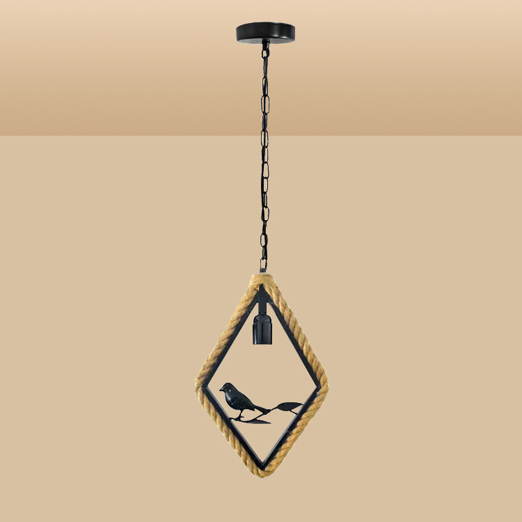 Nuevo candelabro de pájaro de hierro forjado de cuerda de cáñamo chino sala de estar comedor salón de té tatami zen candelabro de pájaro de cuerda de cáñamo