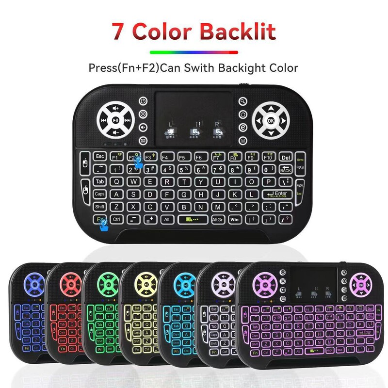 A8 mini wireless keyboard 2.4G Air flying mouse i8 dry lithium battery seven-color backlight manufacturer computer set-top box