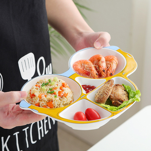 Baby cute meal-sharing rice plate, creative ceramic food supplement bowl, breakfast plate, cartoon Japanese fruit plate, children's tableware