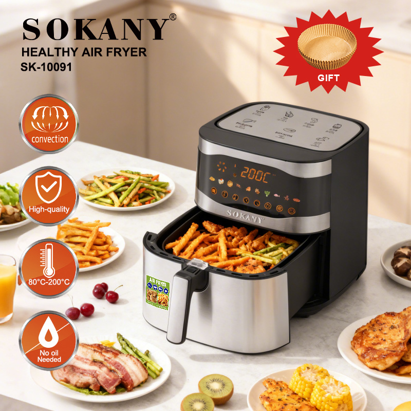 Cross-Border Sokany10091 Air Fryer Household 10L Stainless Steel Fryer French Fries Fried Chicken Electric Fryer