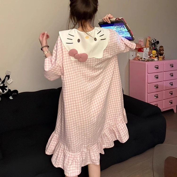 2025粉色kt猫睡裙2025年夏季新款睡衣女甜美网红风宽松家居服官方|undefined