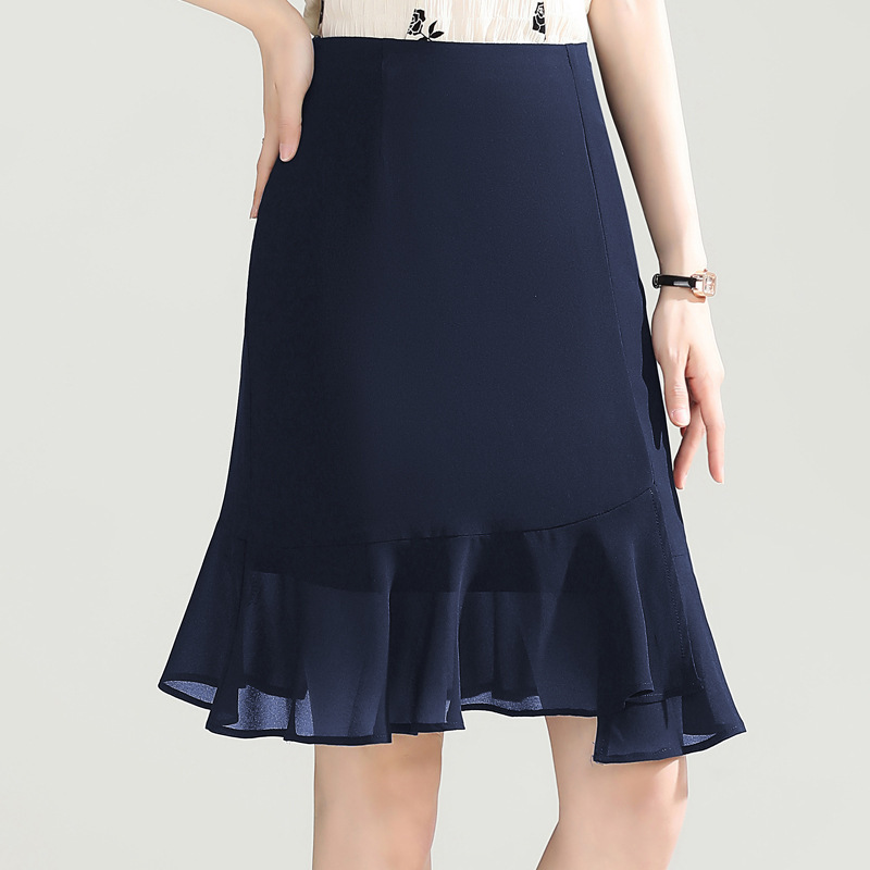雪纺修身时尚包臀鱼尾裙2024年夏款短款高腰通勤洋气显瘦半身裙