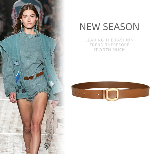 Retro belt belt for women, decorative versatile jeans belt with windbreaker, trousers and dress, simple and fashionable real belt