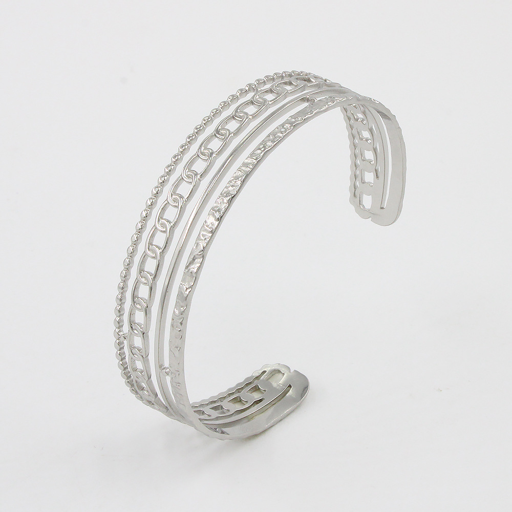 Solid Color Pattern Fashion Solid Color Titanium Steel Inlaid Gold Bangle 1 Piece
