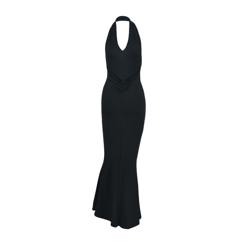 Women's Sheath Dress Sexy Halter Neck Backless Sleeveless Solid Color Maxi Long Dress Daily Date Bar display picture 8